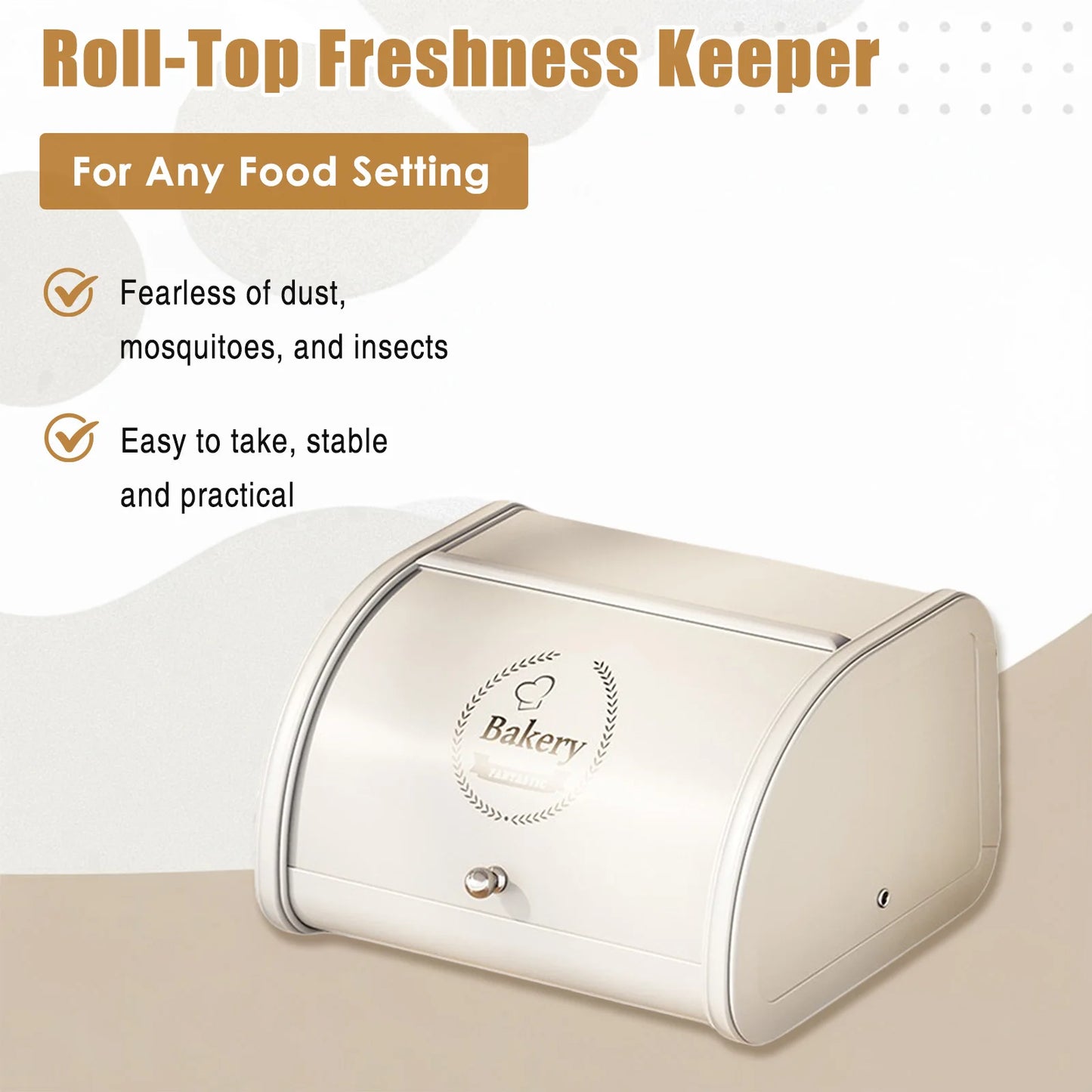 Large Bread Bin Container with Roll-up Lid