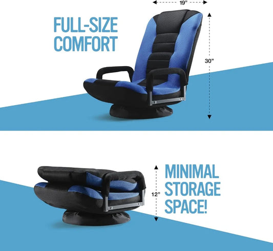 Swivel Floor Gaming Chair, Video Lounger, 6 Different Positions