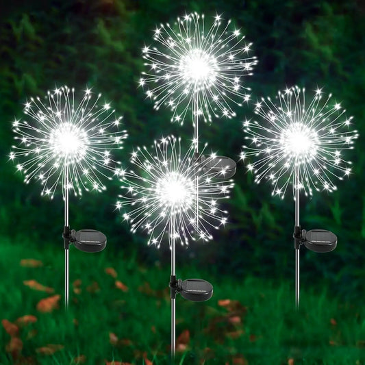 Solar Garden Lights, 4 Pack 120 LED Twinkling Fireworks