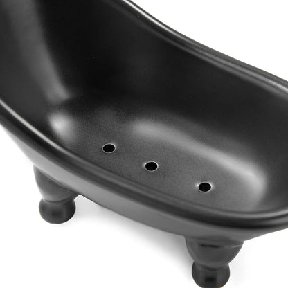 5.6" Black Ceramic Bathtub Soap Dish, Multi-Use
