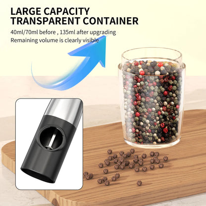 Rechargeable Electric Salt & Pepper Grinder Set, LED Light,