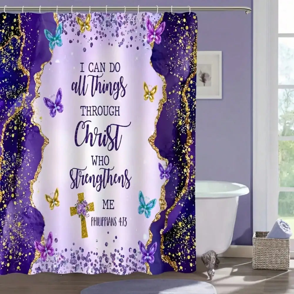 Christian Inspirational Bible Shower Curtain Set, Durable