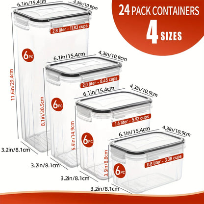 24pcs, Airtight Food Canisters for Pantry Storage