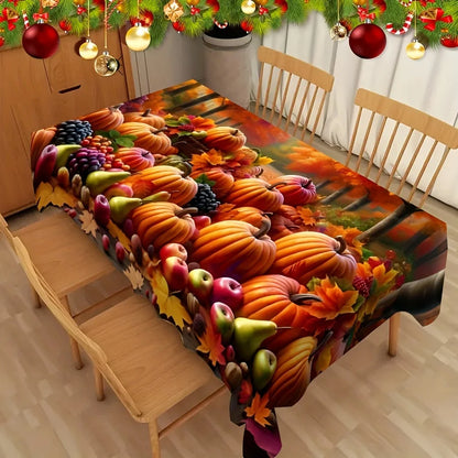 Thanksgiving Pumpkin Fruit Pattern Tablecloth, Fall Autumn Party