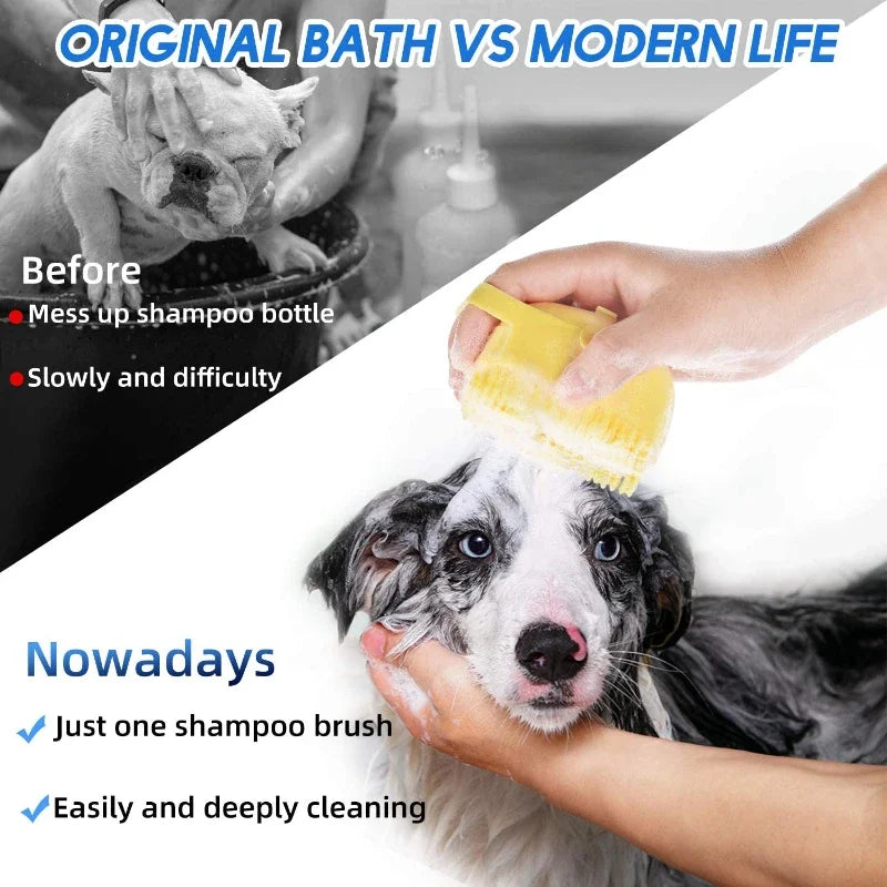 Pet Grooming Scrubber Brus for Bathing Short Hair, Soft Silicone Rubber