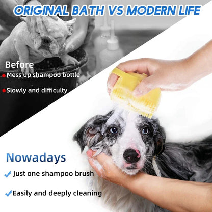 Pet Grooming Scrubber Brus for Bathing Short Hair, Soft Silicone Rubber