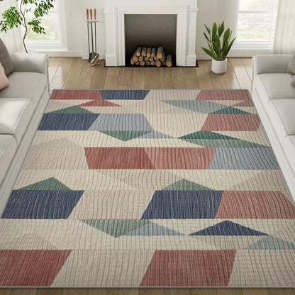 Nordic Minimalist Geometric Color Block Living Room Carpet
