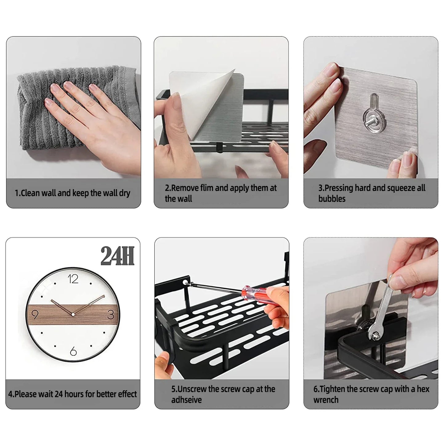 Wall Mount Corner Shelf Shower Storage Rack, No Drill