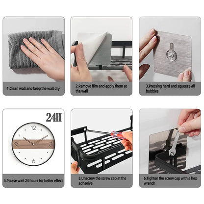 Wall Mount Corner Shelf Shower Storage Rack, No Drill