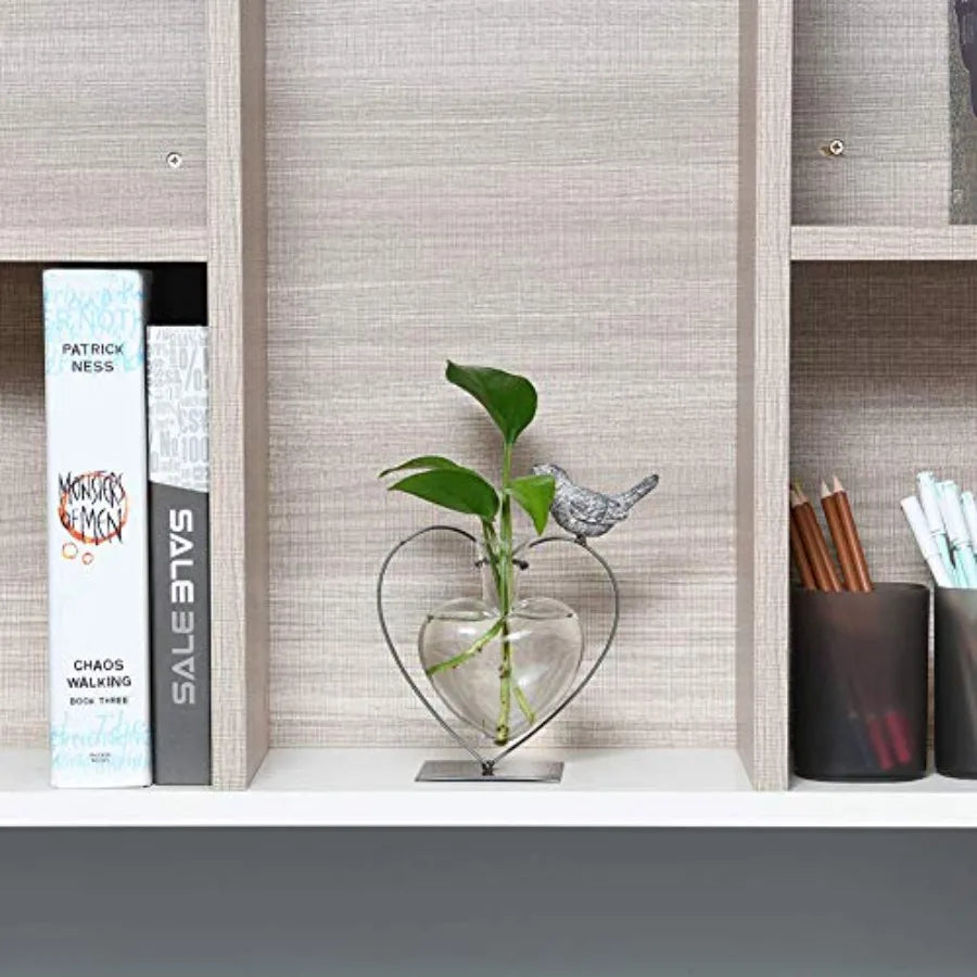 Modern Creative Desktop Glass Vase, Plant Terrarium Metal Stand