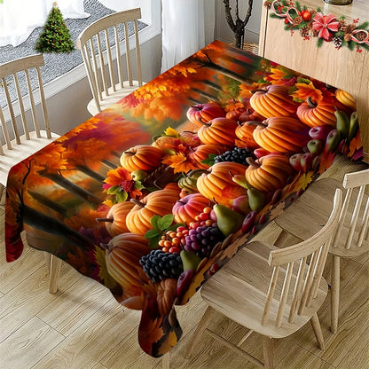 Thanksgiving Pumpkin Fruit Pattern Tablecloth, Fall Autumn Party