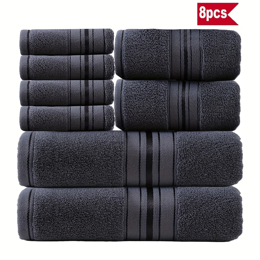 8 Piece Luxury Towel Set, 600 GSM Ring Spun Cotton, Highly Absorbent