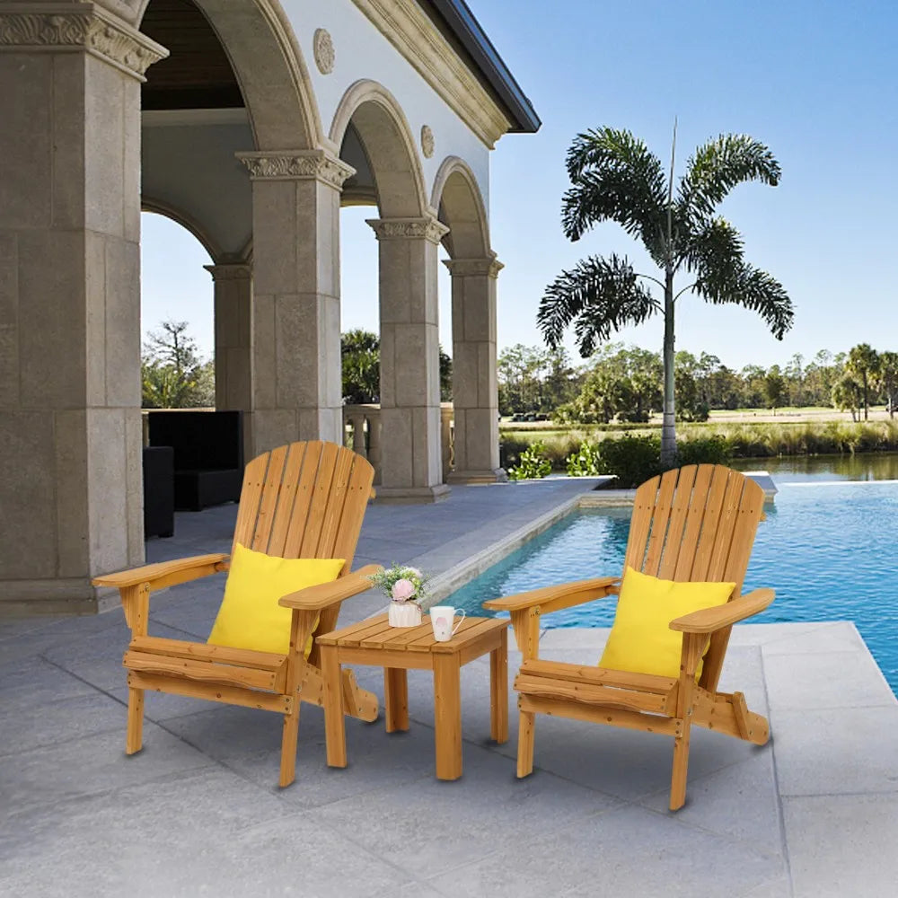 Set (2) Adirondack Outdoor Folding Patio Deck Lounge Chairs