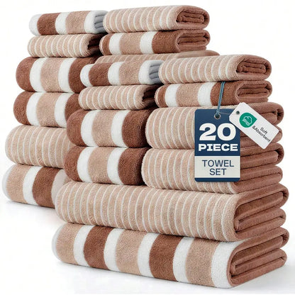 20pcs Soft & Absorbent Towel Set, Lightweight & Skin-Friendly, 280gsm