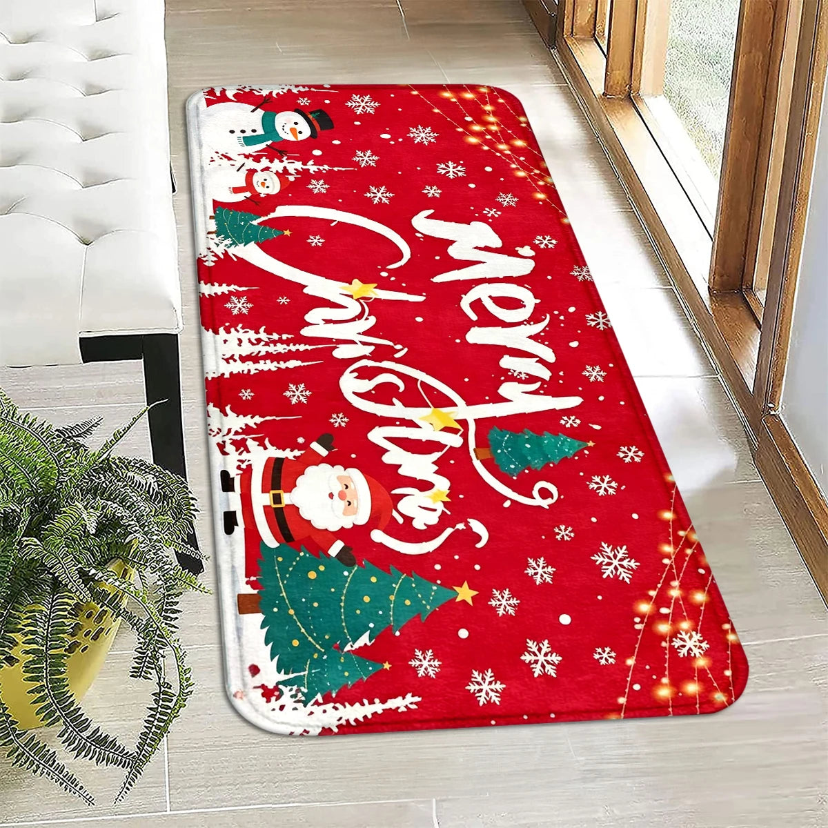 Christmas Halloween Cute Cartoon Area Rug, 1.2cm Thick Plush Velvet Foam Floor Mat, Ghost Pumpkin Snowman Xmas Print Decor Doormat, Washable Soft Cushioned Carpet for Bedroom Kitchen Entryway Living Room Multi Style Holiday I