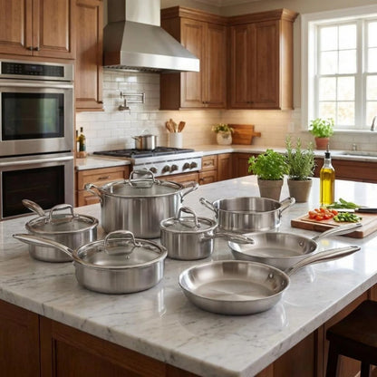 11pc 3 Ply Stainless Steel Cookware Set with Lids