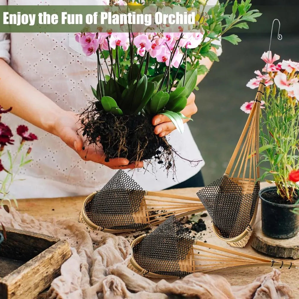 Handwoven Bamboo Hanging Planter 5 Inch 6 Pack with Nest Style, Indoor Outdoor Garden Decor
