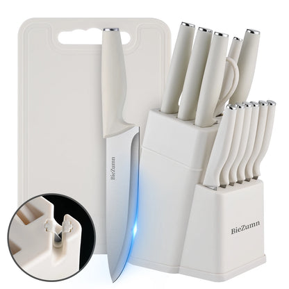15/3-Piece Knife Set w/Cutting Board, Scissors, Built-In Sharpener