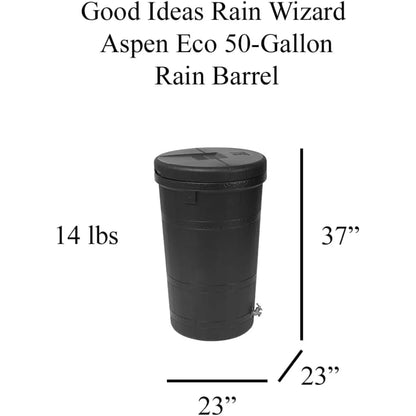 50 Gallon Outdoor Rain Barrel Water Storage, Brass Spigot