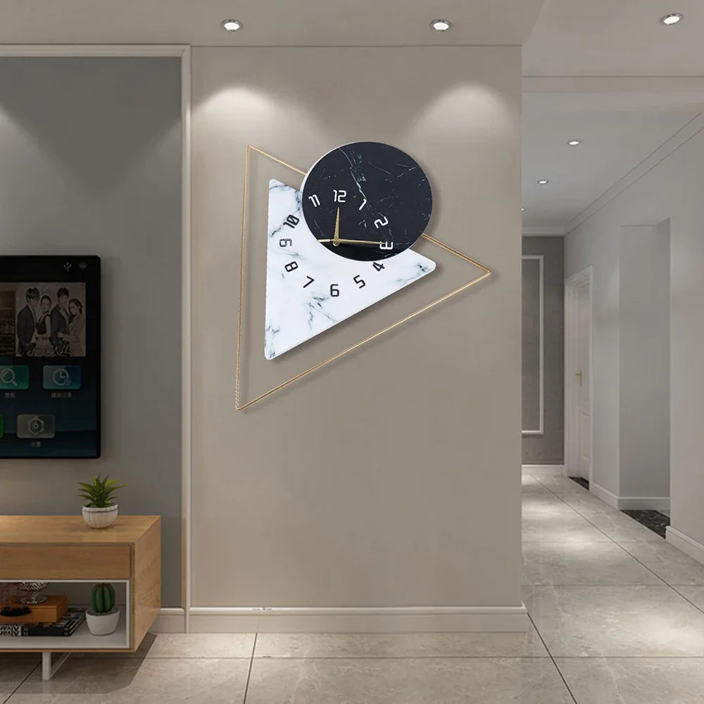 Geometric Wall Mounted Quartz Silent Clock with Nordic Minimalist