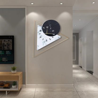 Geometric Wall Mounted Quartz Silent Clock with Nordic Minimalist