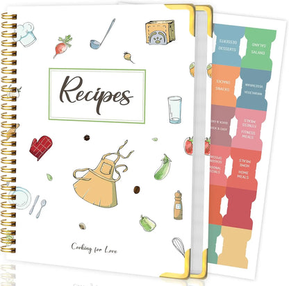 Blank Recipe Book w/175 Pages, Hardcover, Tab Stickers