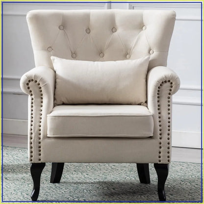 Mid Century Accent Upholstered Armchair, Linen Fabric