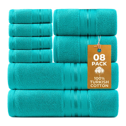 8 Piece Luxury Towel Set, 600 GSM Ring Spun Cotton, Highly Absorbent
