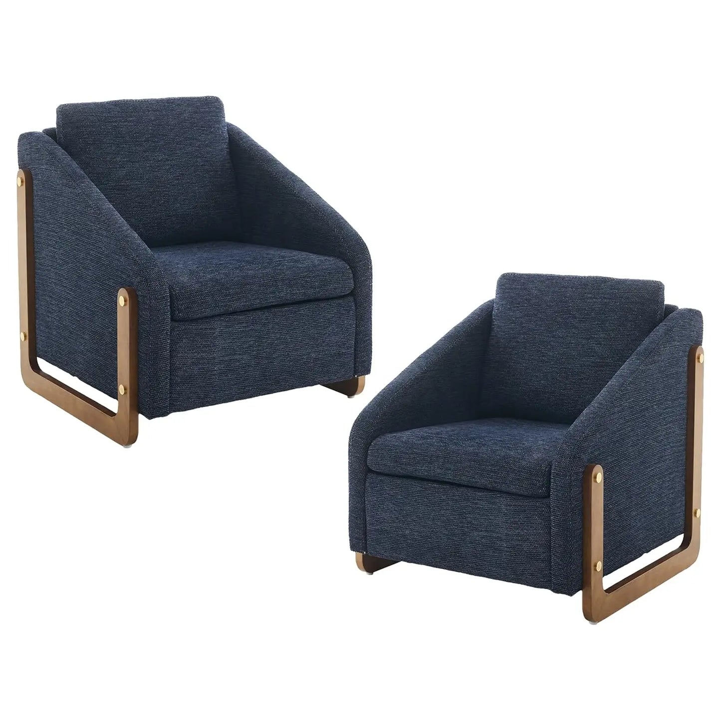 Chenille Fabric Chair w/ Wooden Side Frame, Comfortable Lounge