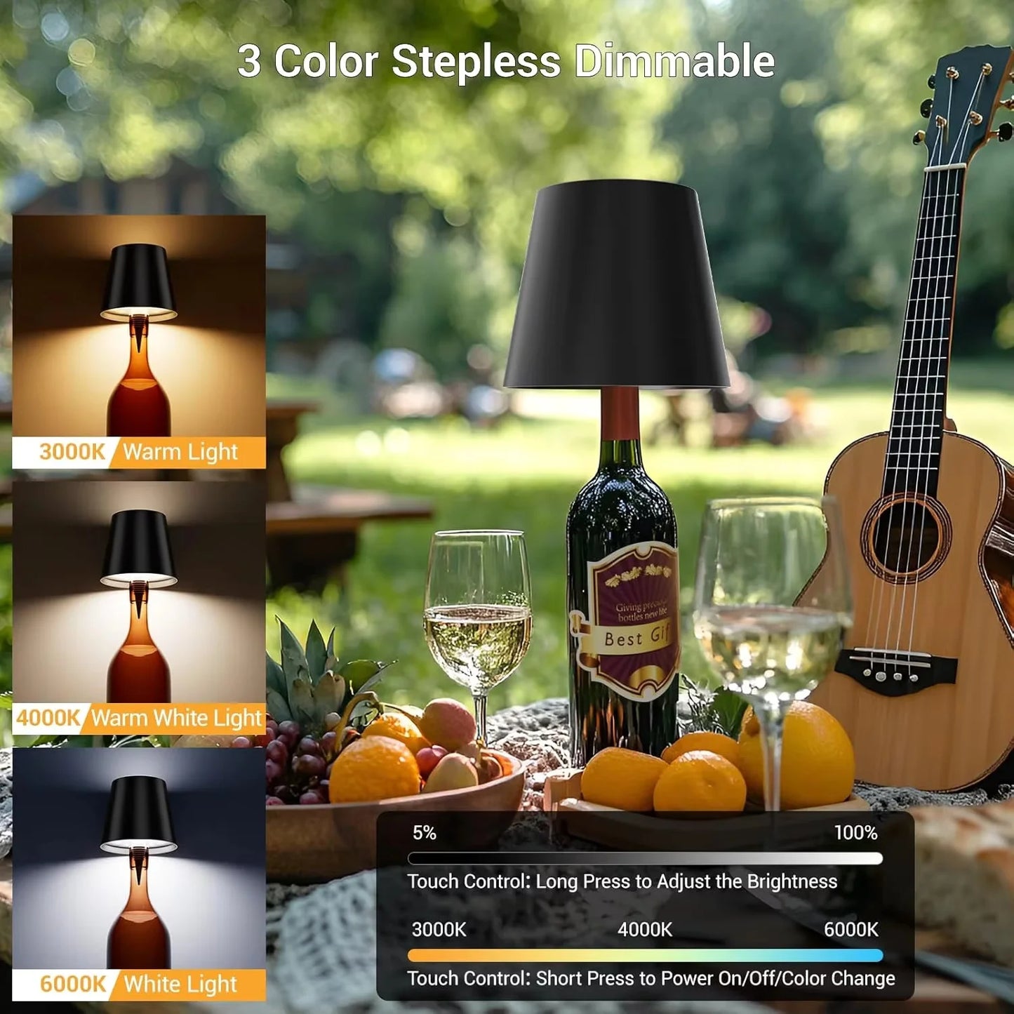 Wireless Touch Mini LED Lamp, Rechargeable Dimmable Warm Light