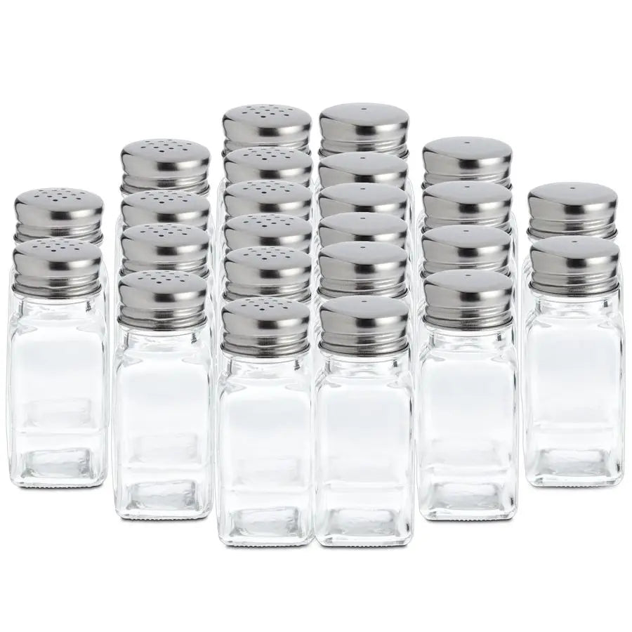24 Pack Glass Salt and Pepper Shakers Bulk Set, 2oz