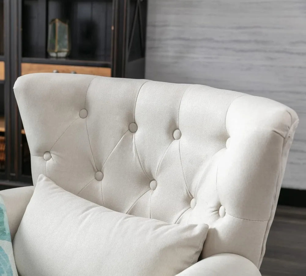 Mid Century Accent Upholstered Armchair, Linen Fabric
