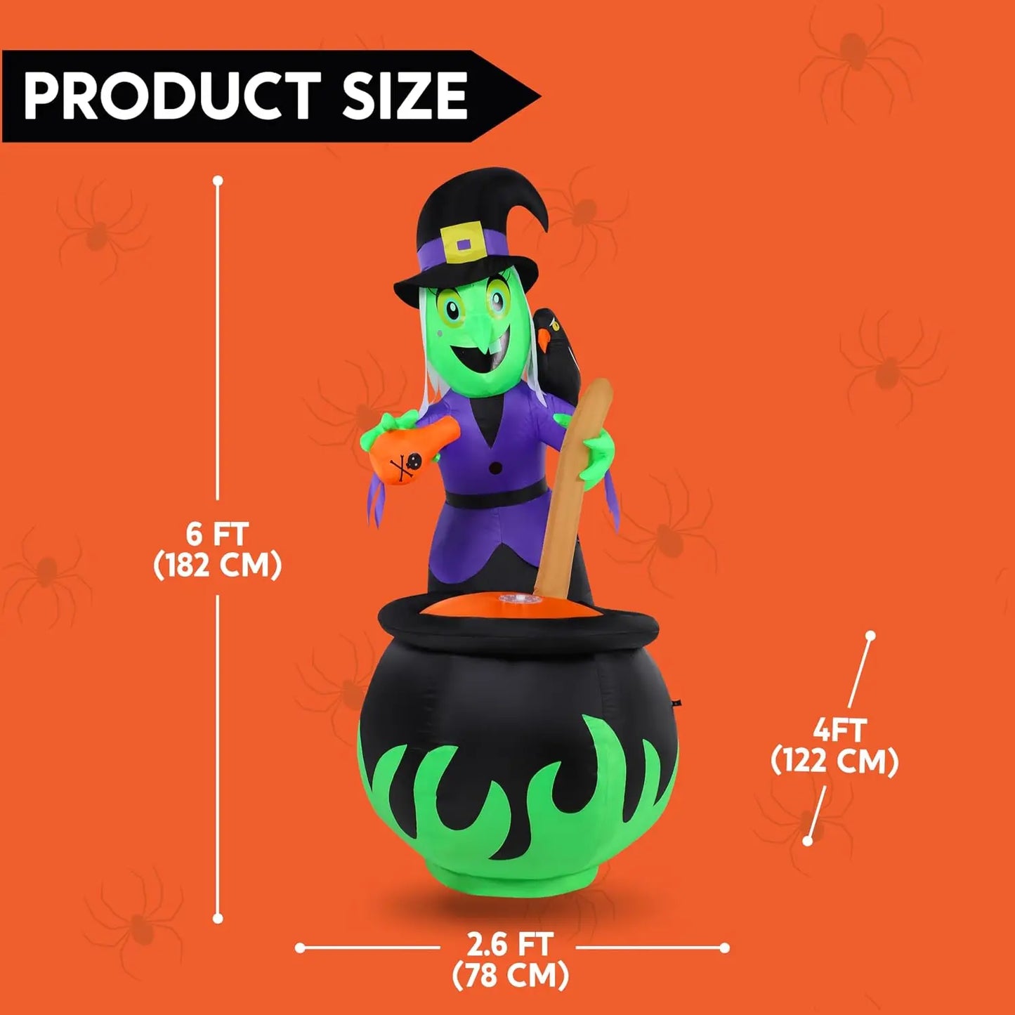 6' Halloween Outdoor Witch Inflatables Cauldron with Bubbling Potion and Light