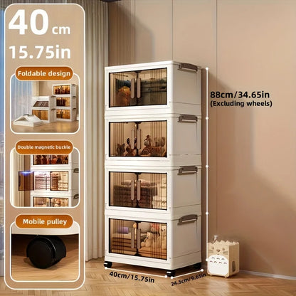 4/5-Tier Sturdy Plastic Folding Storage Cabinet w/Lid
