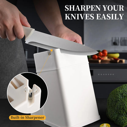 15/3-Piece Knife Set w/Cutting Board, Scissors, Built-In Sharpener