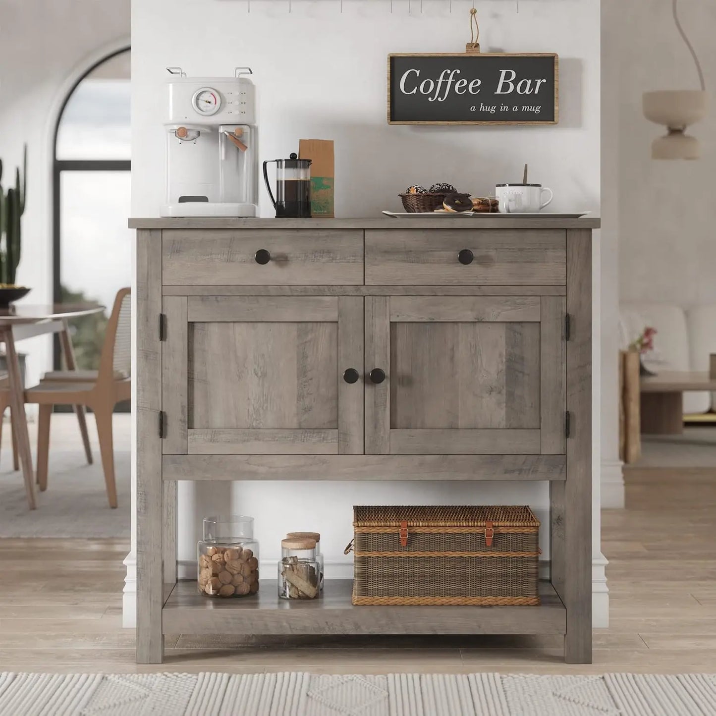 2-Door Cabinet, Console Table, Storage Shelf, Coffee Bar