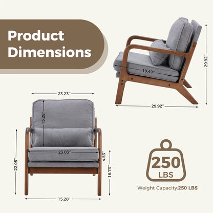 Mid Century Modern Wooden Accent Chair w/Arms