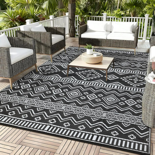 Waterproof Outdoor Rug Reversible Plastic Straw Mat