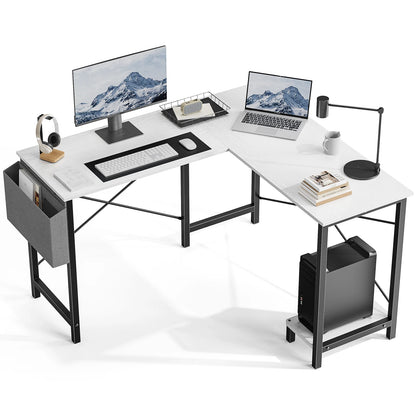 50" Corner Wooden Table with CPU Storage Shelf & Side Bag