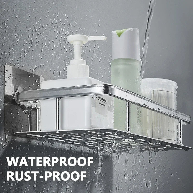 Wall Mount Corner Shelf Shower Storage Rack, No Drill