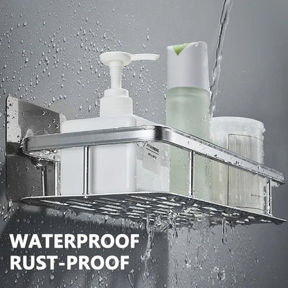 Wall Mount Corner Shelf Shower Storage Rack, No Drill
