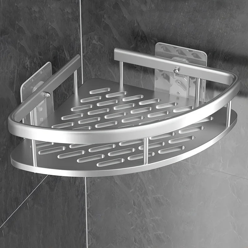 Tension Corner Mounted Shower Caddy, Stainless, No Drill