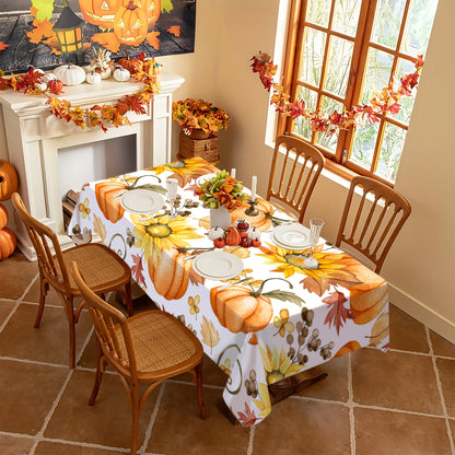 4-sizes Thanksgiving Tablecloth Pumpkin Maple Leaf, Sunflower, Autumn