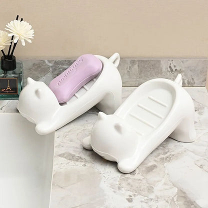 Creative Plastic Cat Soap Box, Easy Draining