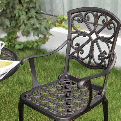 3 Piece Outdoor Bistro Set, Cast Aluminum Table and Chairs