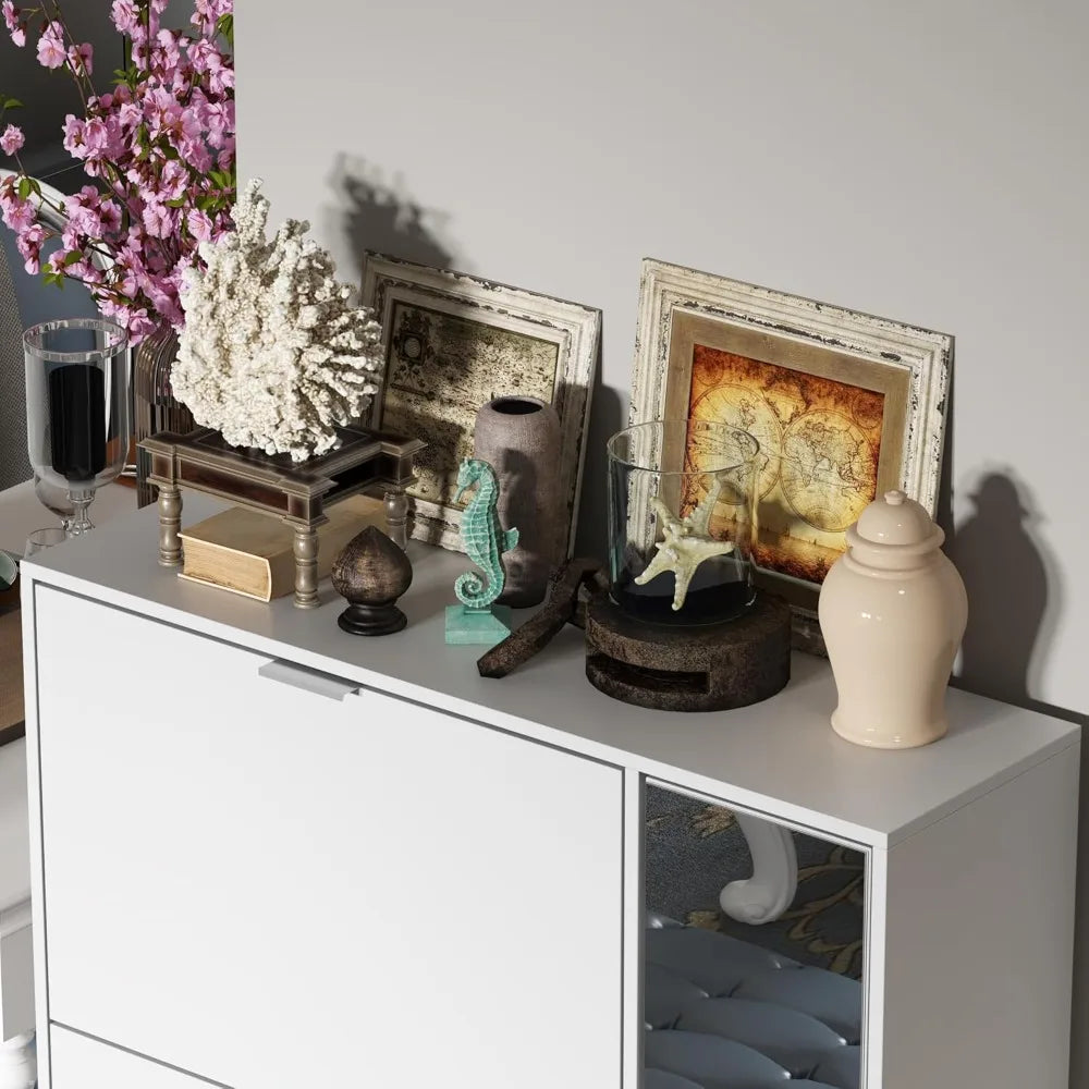 Shoe Storage 4 Flip Drawers & Mirror,