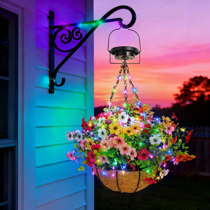 Solar Powered Hanging Flower Basket, Decorative Lighting,
