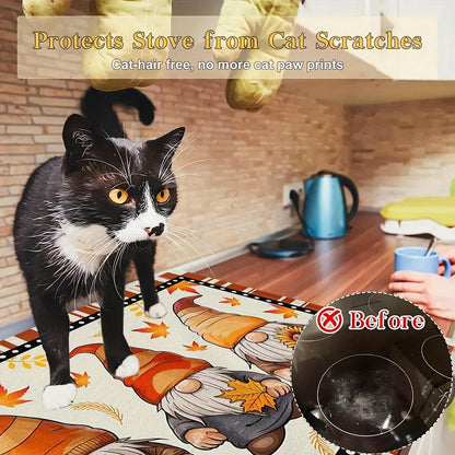 1pc Induction Cooker Protective Pad, 20.47"x28.35" Autumn-themed Heat-Resistant Mat