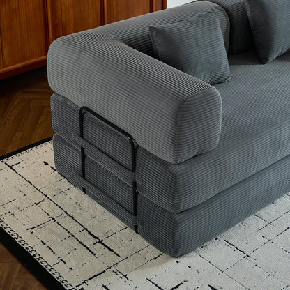 79" Folding Convertible Sofa Bed, Oversized Corduroy Futon, Boneless Loveseat