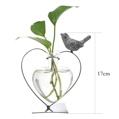 Modern Creative Desktop Glass Vase, Plant Terrarium Metal Stand